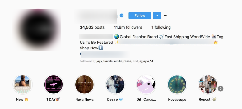 branded profile of instagram
