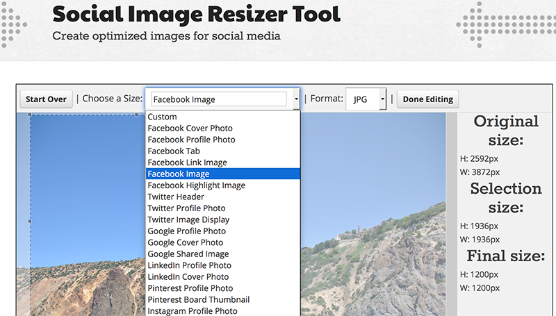 Social Media Image Resizer Tool