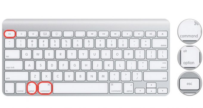 shortcut to force quit on mac