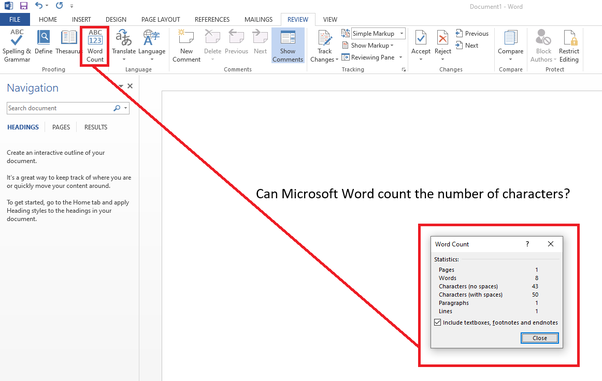 microsoft word word count of selection