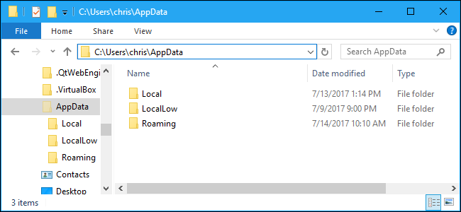 %appdata% folder in Windows 10