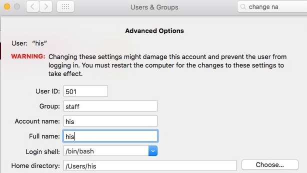 change name for admin mac