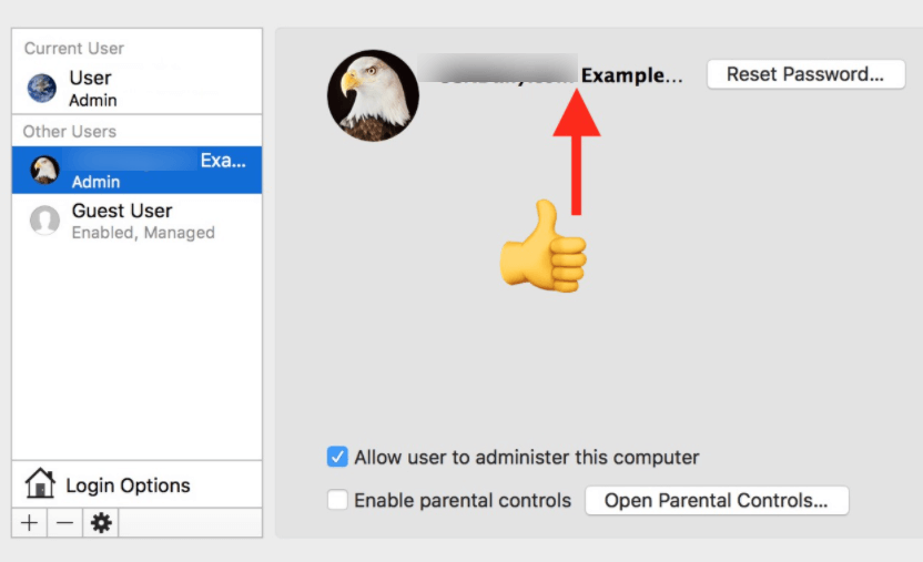 how to reset administrator name and password on mac