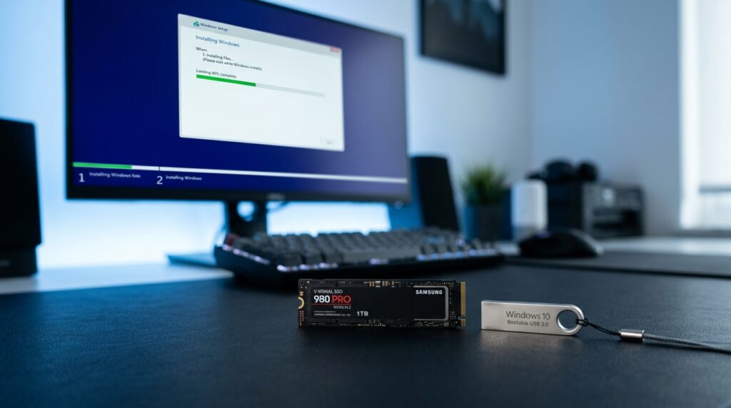 how to install Windows 10 on a new hard drive
