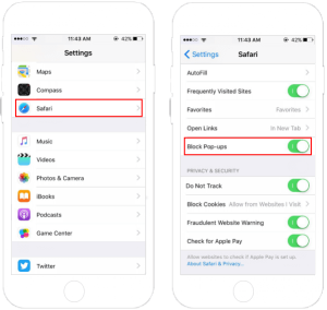 Disable Pop Up Blocker on iPhone