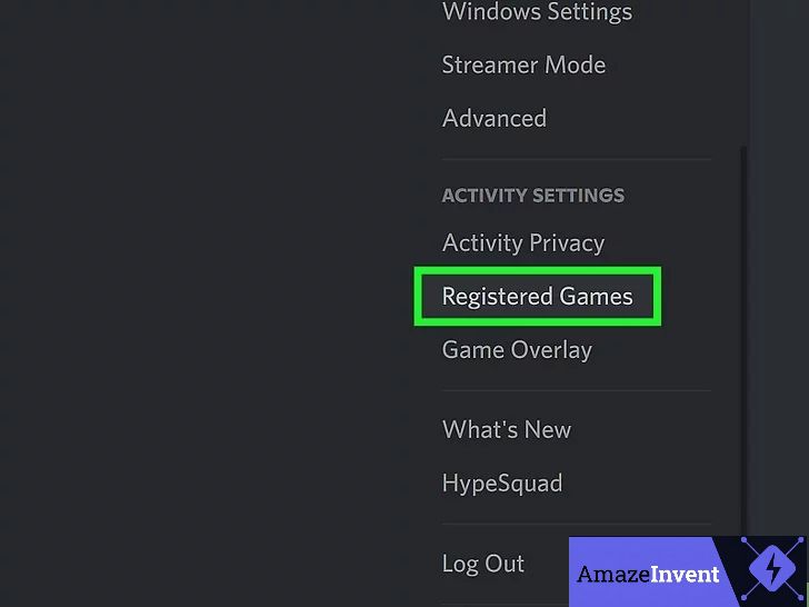 Step 4 — Under Activity Settings, click "Registered Games"
